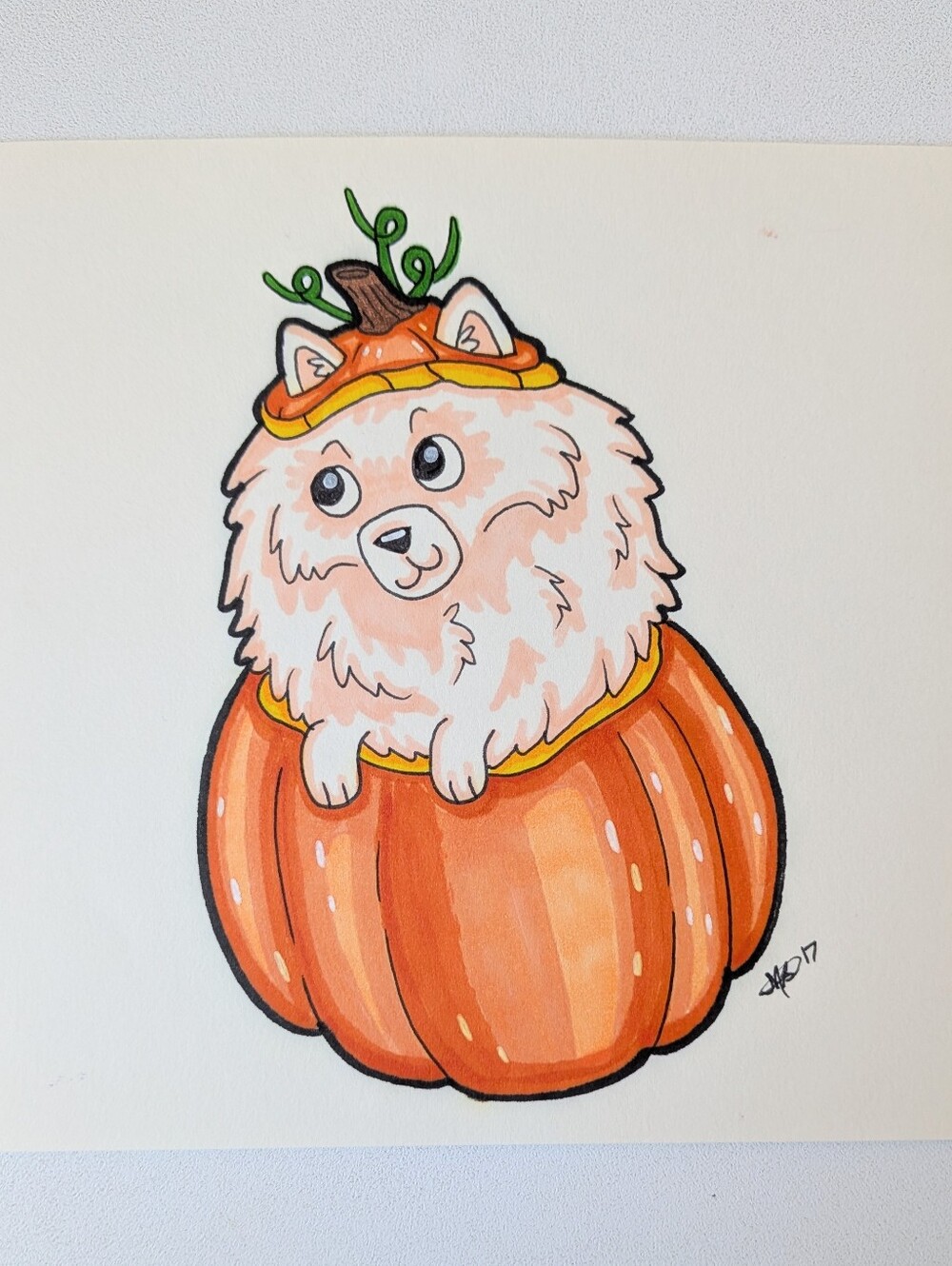 Original Pumpkin Pomeranian Dogcember Marker Illustration By Mattoodles